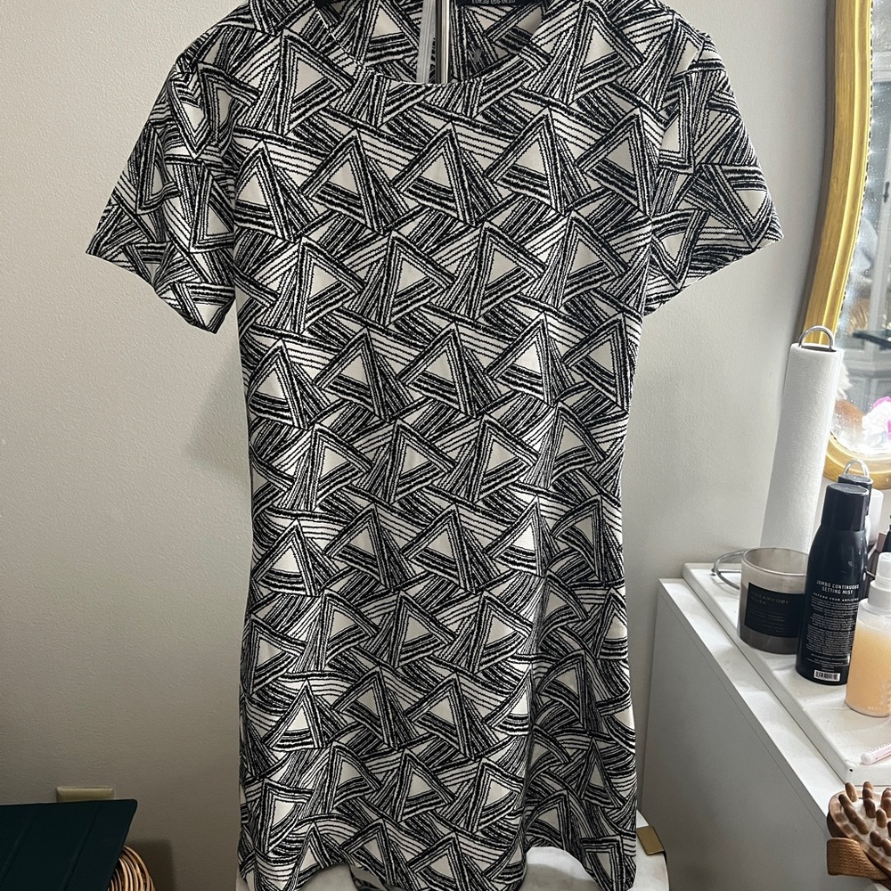 Geometric Black and White Dress